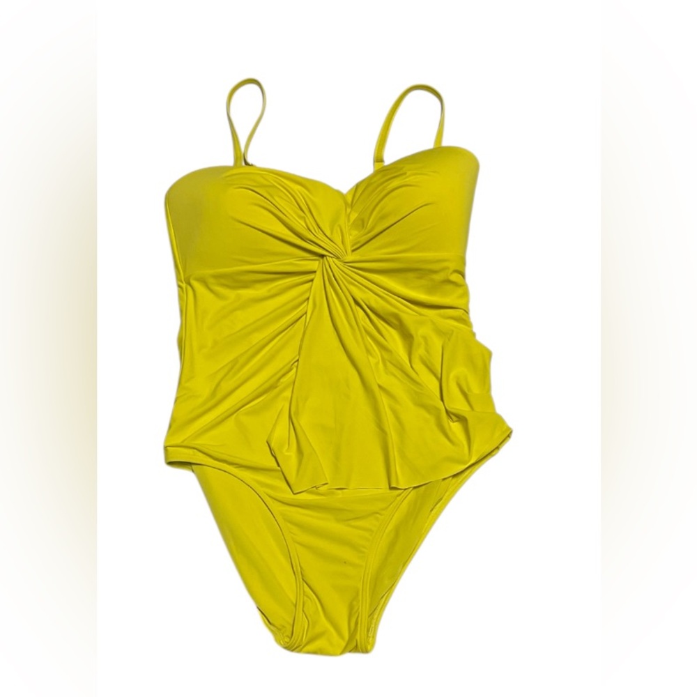 DONNA KARAN NEW YORK ONE-PIECE TWIST-FRONT SWIMSUIT WOMENS GREEN COLOR SIZE 6